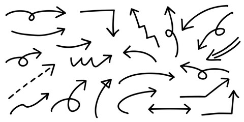 手書き　矢印　黒　セット　シンプル