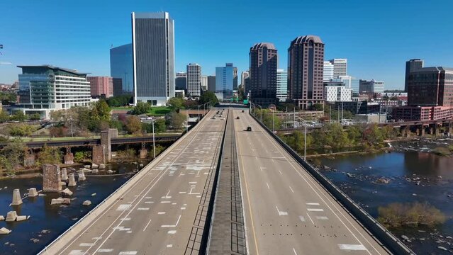 Aerial view of Richmond, Virginia. The capital city of the Commonwealth of Virginia.