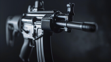 Detailed Isolation: A Close Encounter with the Compact and Powerful MP5 Submachine Gun - obrazy, fototapety, plakaty