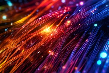 Vibrant Fiber Optics Colorful Technological Background	