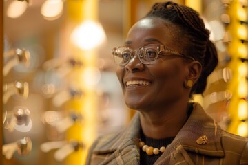 Obraz premium a smiling african woman wearing glasses
