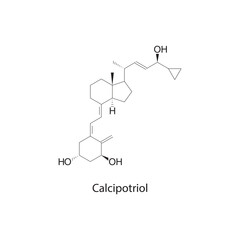 Calcipotriol flat skeletal molecular structure Vitamin D agonist drug used in Psoriasis treatment. Vector illustration scientific diagram. - obrazy, fototapety, plakaty