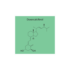 Doxercalciferol flat skeletal molecular structure Vitamin D agonist drug used in Secondary hyperparathyroidism treatment. Vector illustration scientific diagram.