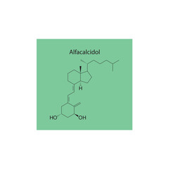 Alfacalcidol flat skeletal molecular structure Vitamin D agonist drug used in Hypocalcemia treatment. Vector illustration scientific diagram.