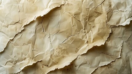 Creased beige paper with natural creases and stains, perfect for design backdrops that require an organic, vintage texture.