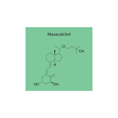 Maxacalcitol flat skeletal molecular structure Vitamin D agonist drug used in Secondary hyperparathyroidism treatment. Vector illustration scientific diagram.