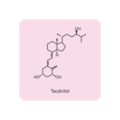 Tacalcitol flat skeletal molecular structure Vitamin D agonist drug used in Psoriasis treatment. Vector illustration scientific diagram.