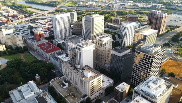 Aerial view of Richmond, Virginia. The capital city of the Commonwealth of Virginia.