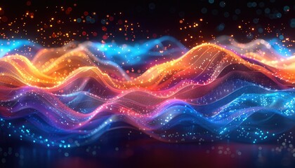 A colorful wave with a lot of dots on it by AI generated image - obrazy, fototapety, plakaty