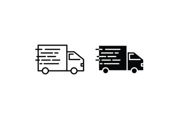 Fast shipping delivery truck flat vector icon for apps and websites on white background. color editable