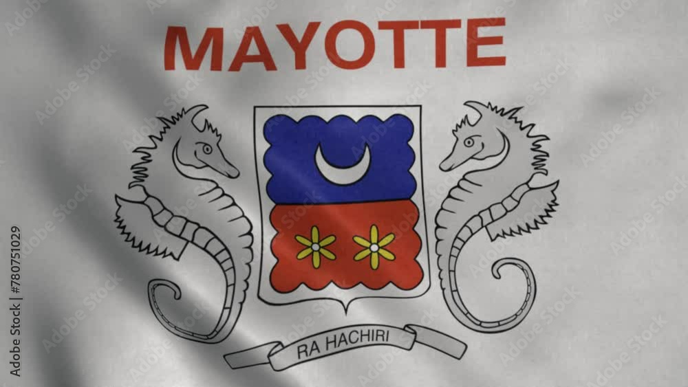 Wall mural mayotte waving flag in the wind. national flag of mayotte. sign of mayotte