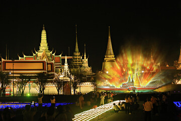 Celebration of the ascension of King Rama 10 with joy as Mahorasop Sompoch performances are staged at Sanam Luang area. Bangkok, Thailand 