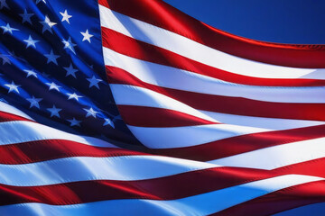 The close-up view of the American flag highlights its symbolic significance and historical importance, evoking a sense of unity and liberty.
