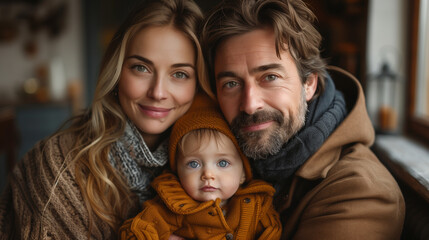 European family together sitting at home, Ai generated Images