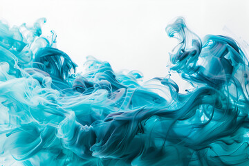 A burst of electric turquoise colors dancing across a clean white background