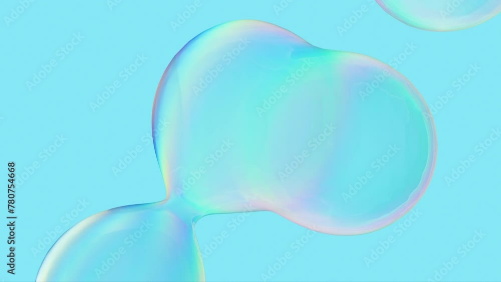 Aufkleber Abstract summer liquid blobs. soap bubbles on blue background. seamless loop animation background.