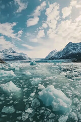 Time-lapse of a glacier melting and forming icebergs.