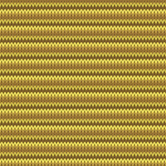 Gold knitted seamless tileable pattern. Knitted fabric texture. Realistic knit texture for wallpaper, background, wrapping paper.