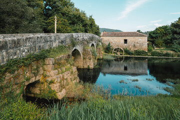 Small mill located next to the river in the region of Minho, Portugal.