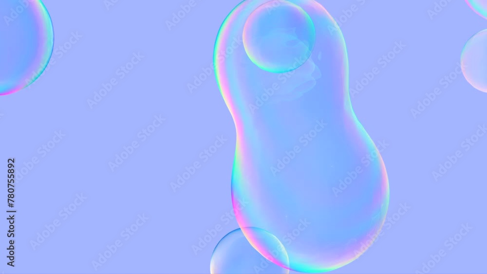 Aufkleber Abstract summer liquid blobs. soap bubbles on purple background. seamless loop animation background.