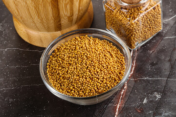 Mustard dry seeds in the bowl