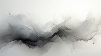 Black Liquid Wavy Smoke on a White Color Background