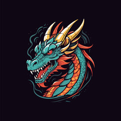 Retro Dragon Head with Scales