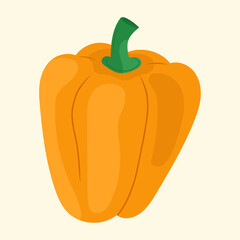 Fresh cartoon yellow pepper illustration on isolated background. Vegetables culinary character vector. For cookbook characters, kitchen decor, posters.