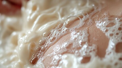 Close-up Image of Soap Bubbles on Human Skin - obrazy, fototapety, plakaty