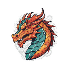 Classic Dragon Head Illustration