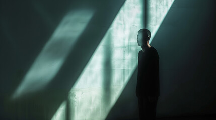 Fototapeta premium Shadows of doubt dissolve into the light of self-acceptance