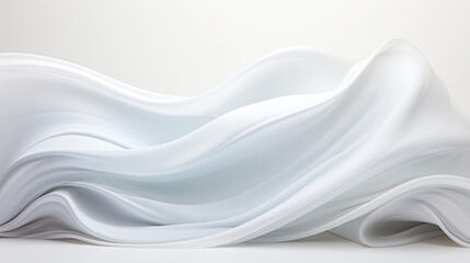 Abstract Art White Silky Fabric Floating Like Scribble Wavy Lines on a White Color Background