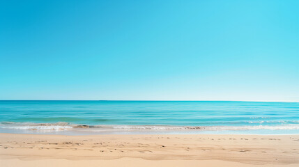 Fototapeta premium Under the clear blue sky, a sun-kissed beach invites relaxation and joy