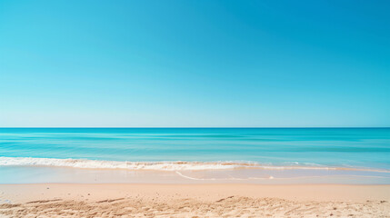 Fototapeta premium Under the clear blue sky, a sun-kissed beach invites relaxation and joy