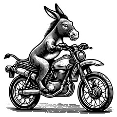 Donkey Riding Motorcycle sketch PNG - obrazy, fototapety, plakaty