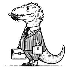 Business Dinosaur with Briefcase Illustration