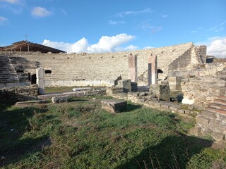 ancient excavations, ancient amphitheater, macedonia