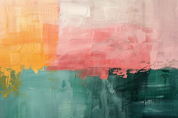 Abstract art painting with textured brushstrokes in orange, pink, and green