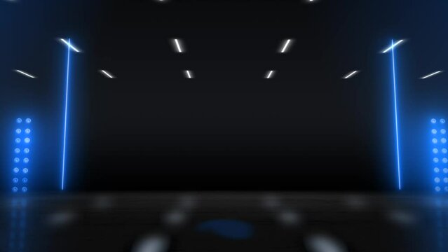 Zoom-out animation of a black area with blue light coming from the sides.