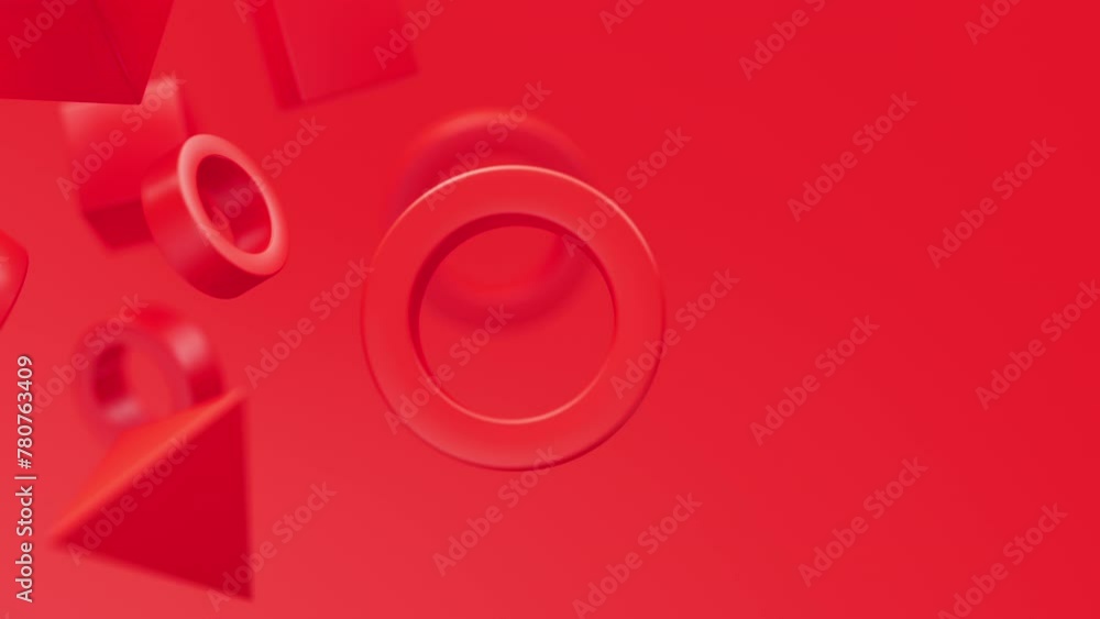 Poster abstract 3d red geometric shapes rotating animation loop. modern minimalistic background. 3d render