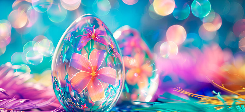 Beautiful bright Easter eggs. selective focus.