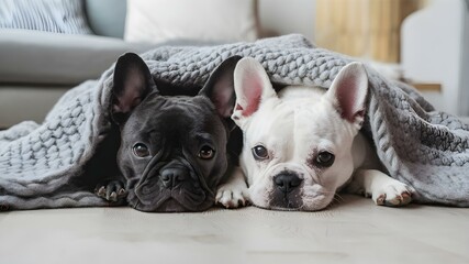 Snuggly Pups in a Cozy Home Hideaway. Concept Pet Portraits, Indoor Photoshoot, Cozy Atmosphere, Adorable Props, Furry Friends