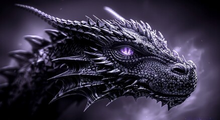 purple dragon head on black
