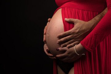 Big Pregnant belly child bearing motherhood - obrazy, fototapety, plakaty