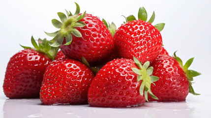 A Group of Fresh Strawberry Fruit On Isolated White Background