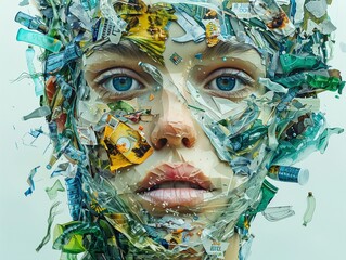 Plastic problem  A transformative image of millennials embracing sustainable practices to combat plastic pollution, heralding a new era of environmental stewardship, super detailed