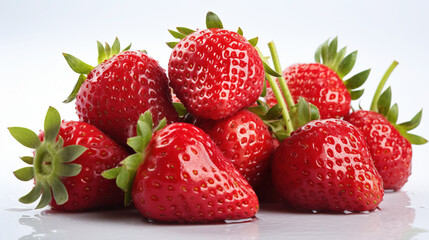 A Group of Fresh Strawberry Fruit On Isolated White Background