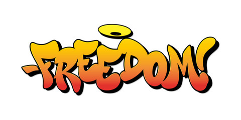 Freedom font in graffiti style. Vector illustration.
