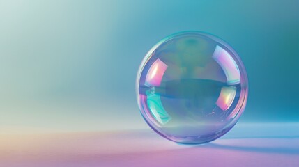 A clear, round, glass sphere sits on a table