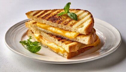 Grilled cheese sandwich on a white plate - Powered by Adobe